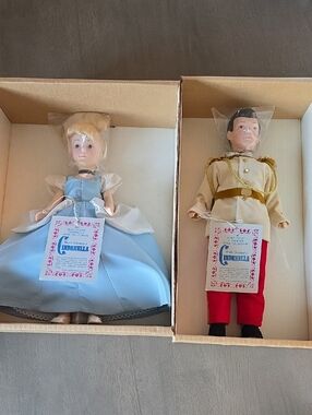 Vintage Walt Disney Cinderella & Prince Charming Porcelain Doll Pair